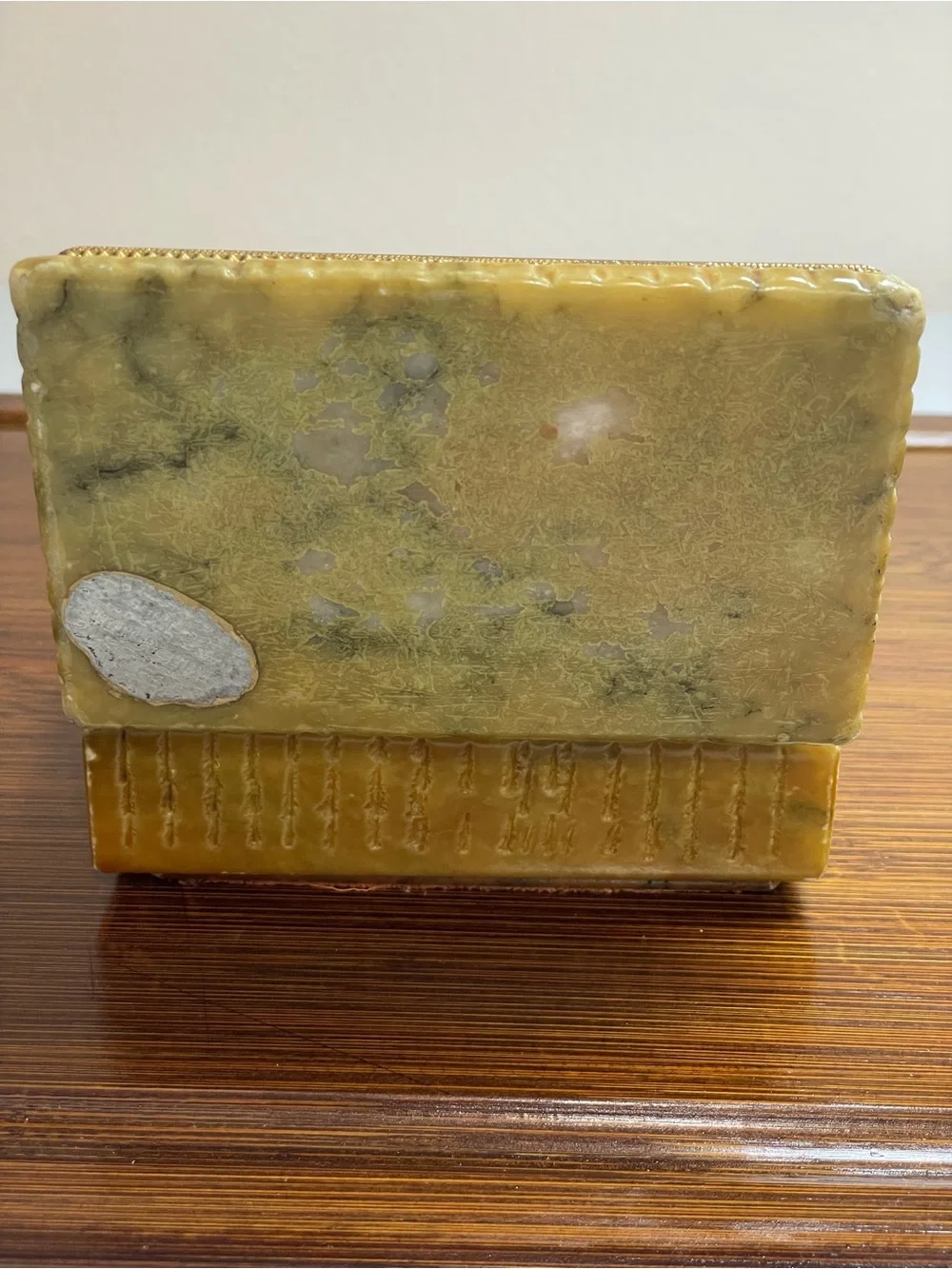 VTG 1960s Italian Alabaster & Brass Trinket Box MCM